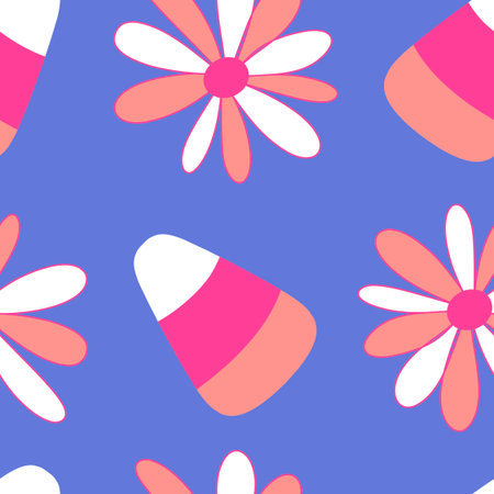 Cartoon Halloween sugar monsters seamless candy corn pattern for wrapping paper and fabrics and...