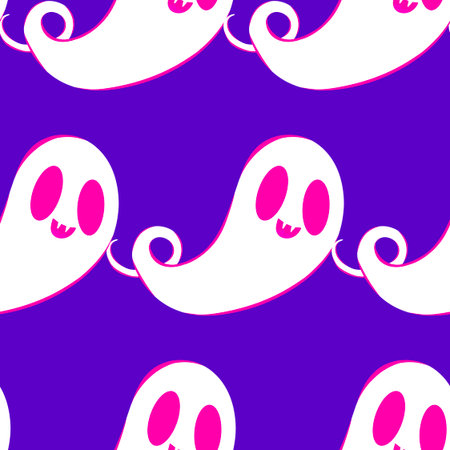 Halloween ghost seamless cartoon pattern for wrapping paper and fabrics and lines and kids clothes print and packaging and festive accessories. High quality illustrationの写真素材