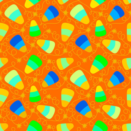Cartoon Halloween sugar monsters seamless candy corn pattern for wrapping paper and fabrics and linens and kids clothesの写真素材