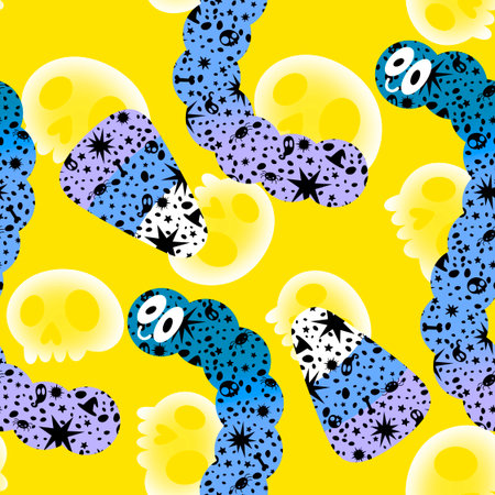 Halloween candy seamless jelly worms pattern for wrapping paper and fabricsの写真素材
