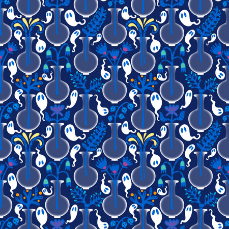 Halloween ghost seamless cartoon pattern for wrapping paper and fabrics and lines and kids clothes print and packaging and festive accessories. High quality illustrationの写真素材