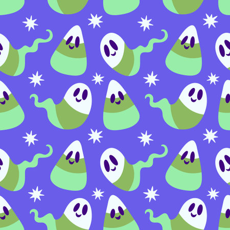 Cartoon Halloween sugar monsters seamless candy corn pattern for wrapping paper and fabrics and lines and kids clothes print and party accessories and festive packaging. High quality illustrationの写真素材