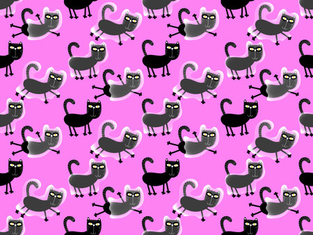 Halloween animals seamless cats pattern for wrapping paper and fabrics and lines and kids clothes print and party accessories. High quality illustrationの写真素材