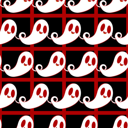 Halloween ghost seamless cartoon pattern for wrapping paper and fabrics and lines and kids clothes print and packaging and festive accessories. High quality illustrationの写真素材