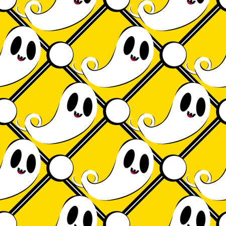 Halloween ghost seamless cartoon pattern for wrapping paper and fabrics and lines and kids clothes print and packaging and festive accessories. High quality illustrationの写真素材