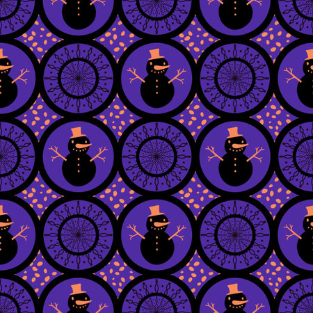 Christmas cartoon ice seamless snowman pattern for wrapping paper and fabrics and lines and kids clothes print and party accessories and new year packaging. High quality illustrationの写真素材