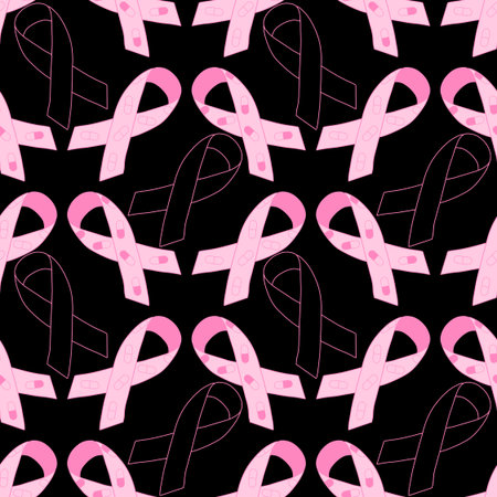 Breast cancer month seamless pink ribbon day mammogram pattern for wrapping paper and medical accessories and medicine textiles. High quality illustrationの写真素材
