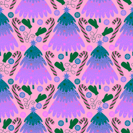 Christmas tree seamless winter toys pattern for wrapping paper and fabrics and lines and new year...