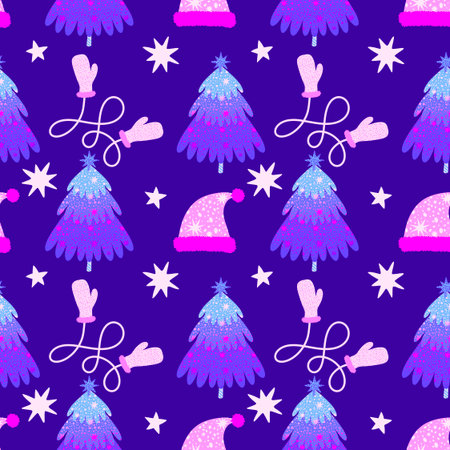 Christmas tree seamless winter toys pattern for wrapping paper and fabrics and lines and new year...