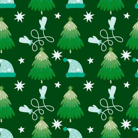 Christmas tree seamless winter toys pattern for wrapping paper and fabrics and lines and new year...