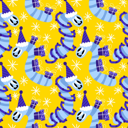 Winter seamless caterpillar pattern for fabrics and textiles, packaging, gifts, cards, linens, and...