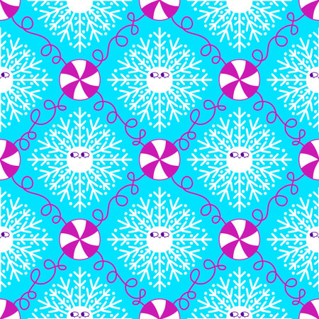 Christmas ice scribble seamless snowflakes pattern for wrapping paper and fabrics and lines and kids...