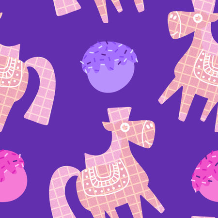 New year 2026 animals seamless Christmas horses pattern for wrapping paper and party accessories and kids clothes print and fashion textilesの写真素材