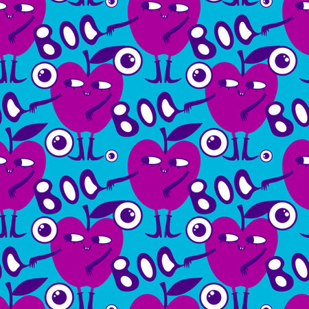 Halloween monsters fruit seamless apples pattern for wrapping paper and fabrics and lines and party accessories and autumn print. High quality illustrationの写真素材