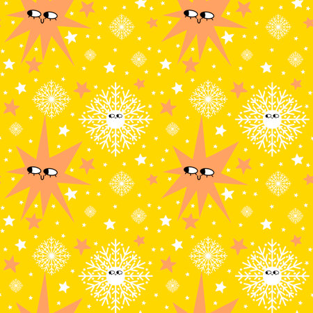 Christmas ice scribble seamless snowflakes pattern for wrapping paper and fabrics and lines and kids clothes print and new year packaging and festive accessories. High quality illustrationの写真素材