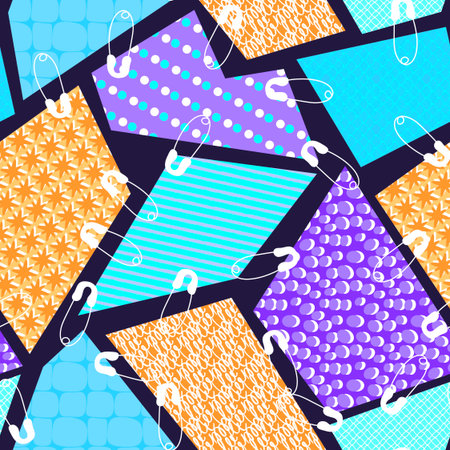 Cartoon sewing seamless buttons and scissors and pins pattern for wrapping paper and fabrics and...