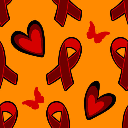 Seamless pink ribbon day pattern for wrapping paper and medical accessories and medicine textiles. High quality illustrationの写真素材