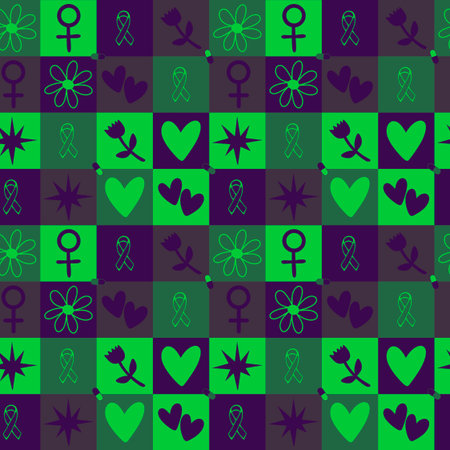 Seamless pink ribbon day mammogram pattern for wrapping paper and medical accessories and medicine textiles. High quality illustrationの写真素材