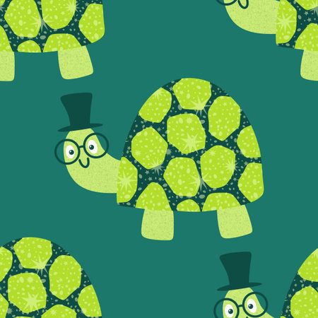 Birthday party seamless turtle pattern for wrapping paper and fabrics and lines and kids clothes print and anniversary accessories. High quality photoの写真素材