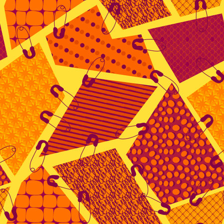 Cartoon sewing seamless buttons and scissors and pins pattern for wrapping paper and fabrics and...