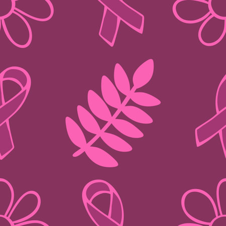Breast cancer month seamless pink ribbon day mammogram pattern for wrapping paper and medical accessories and medicine textiles. High quality illustrationの写真素材