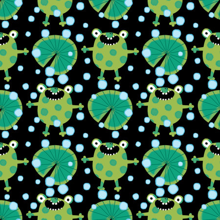 Cartoon animals seamless frogs pattern for wrapping paper and fabrics and lines and kids clothes print and festive packaging and party accessories. High quality illustrationの写真素材