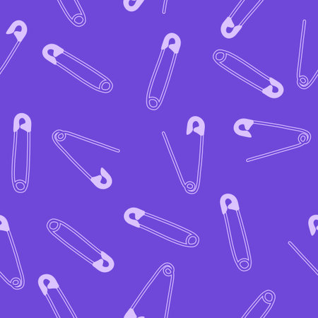 Cartoon sewing seamless buttons and scissors and pins pattern for wrapping paper and fabrics and linens and hobbies accessories and kids clothes print. High quality illustrationの写真素材
