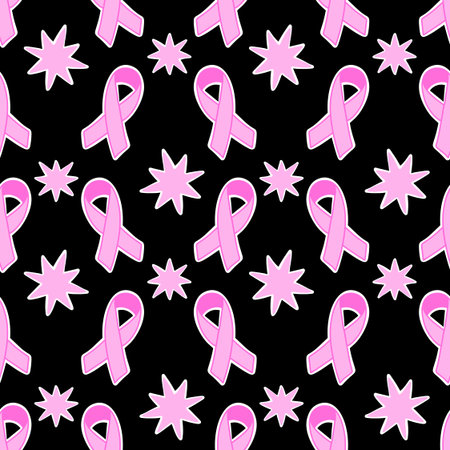 Breast cancer month seamless pink ribbon day mammogram pattern for wrapping paper and medical accessories and medicine textiles. High quality illustrationの写真素材