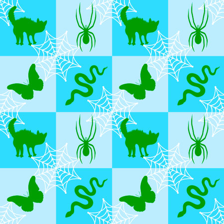 Halloween animals cartoon seamless monsters pattern for wrapping paper and fabrics and lines and kids clothes print and autumn packaging and party accessories. High quality illustrationの写真素材