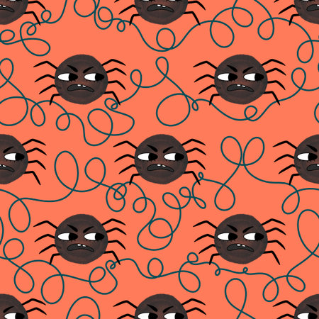 Birthday party seamless spider pattern for wrapping paper and fabrics and lines and kids clothes print and anniversary accessories. High quality photoの写真素材