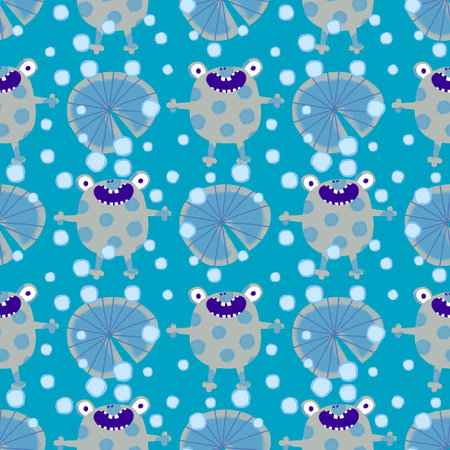 Cartoon animals seamless frogs pattern for wrapping paper and fabrics and lines and kids clothes print and festive packaging and party accessories. High quality illustrationの写真素材
