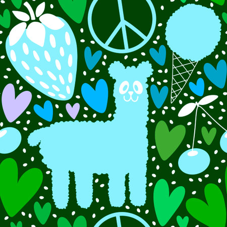 Birthday party seamless alpaca pattern for wrapping paper and fabrics and lines and kids clothes print and anniversary accessories. High quality photoの写真素材