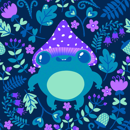 Cartoon animals seamless frogs pattern for wrapping paper and fabrics and lines and kids clothes print and festive packaging and party accessories. High quality illustrationの写真素材