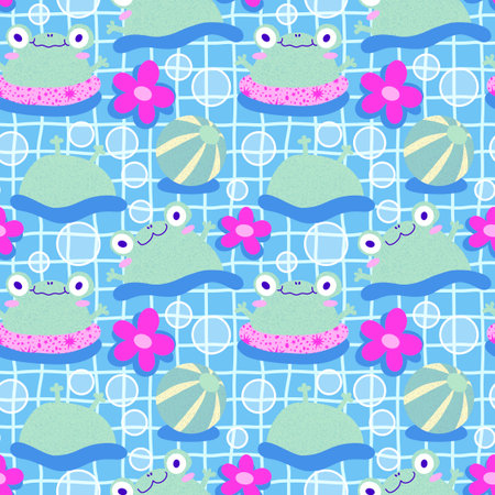 Cartoon animals seamless frogs pattern for wrapping paper and fabrics and lines and kids clothes print and festive packaging and party accessories. High quality illustrationの写真素材