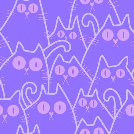 Animals seamless cats pattern for wrapping paper and fabrics and linens and kids clothes printの写真素材