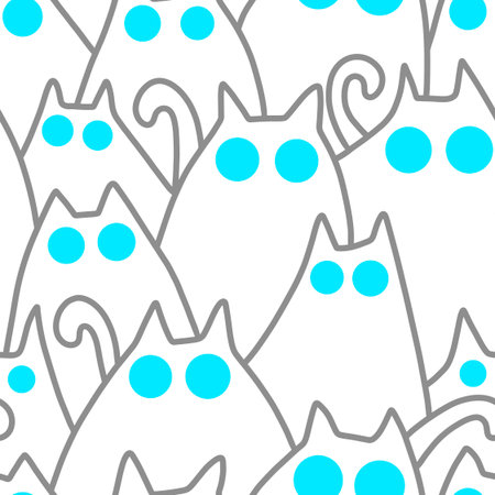 Halloween animals seamless cats pattern for wrapping paper and fabrics and lines and kids clothes print and party accessories. High quality illustrationの写真素材
