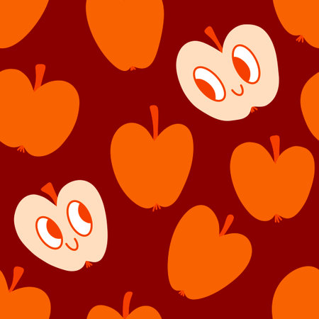 Summer fruit seamless apples pattern for wrapping paper and fabrics and lines and kids clothes print and fashion textiles and party accessories. High quality illustrationの写真素材