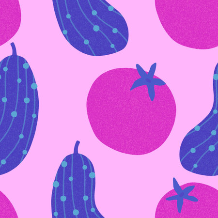 Summer vegetable seamless tomato pattern for wrapping paper and fabrics and lines and kitchen textiles and autumn accessories and restaurants packaging. High quality illustrationの写真素材
