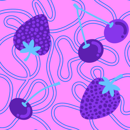 Summer fruits seamless strawberries pattern for wrapping paper and fabrics and lines and kids...