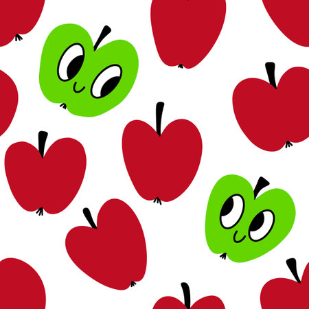 Summer fruit seamless apples pattern for wrapping paper and fabrics and lines and kids clothes print and fashion textiles and party accessories. High quality illustrationの写真素材