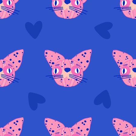 Halloween animals seamless cats pattern for wrapping paper and fabrics and lines and kids clothes print and party accessories. High quality illustrationの写真素材