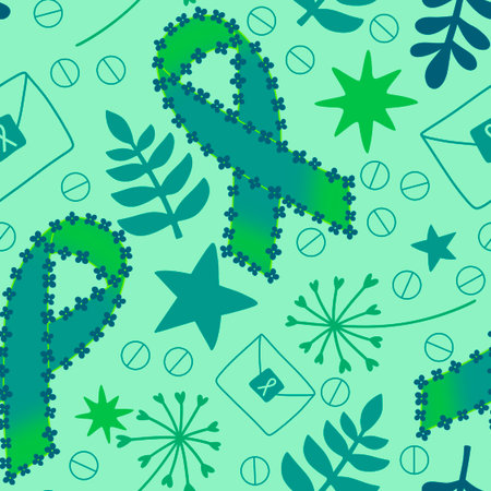 Breast cancer month seamless pink ribbon day mammogram pattern for wrapping paper and medical accessories and medicine textiles. High quality illustrationの写真素材