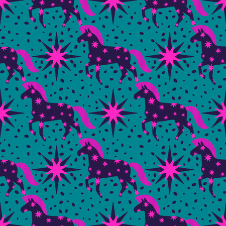 Animals seamless Christmas horses pattern for wrapping paper and party accessories and kids clothes print and fashion textilesの写真素材