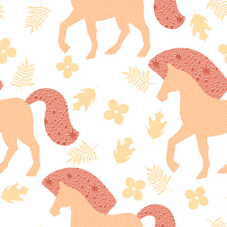 New year 2026 animals seamless Christmas horses pattern for wrapping paper and party accessories and kids clothes print and fashion textilesの写真素材