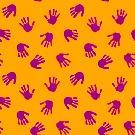 Handprint seamless team work pattern for school and fabrics and kids and hobbies and wrapping paper and notebooks and clothes print. High quality illustrationの写真素材