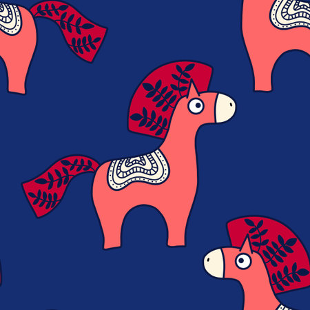 New year 2026 animals seamless Christmas horses pattern for wrapping paper and party accessories and kids clothes print and fashion textilesの写真素材