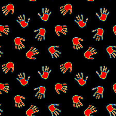 Handprint seamless team work pattern for school and kids and wrapping paper and notebooks and clothes printの写真素材