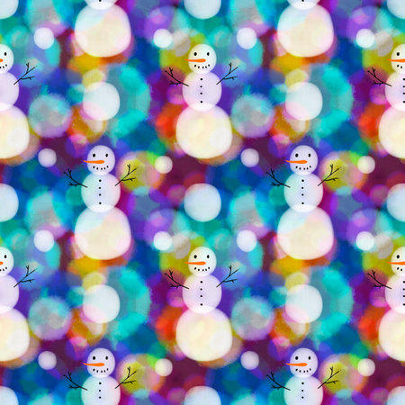 Christmas cartoon ice seamless snowman pattern for wrapping paper and fabrics and lines and kids clothes print and party accessories and new year packaging. High quality illustrationの写真素材