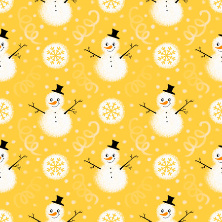 Christmas cartoon ice seamless snowman pattern for wrapping paper and fabrics and lines and kids clothes print and party accessories and new year packaging. High quality illustrationの写真素材