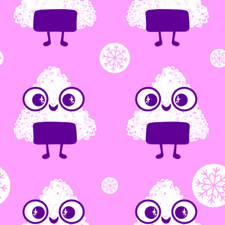 Japanese food onigiri seamless cartoon kawaii rice ball pattern for wrapping paper and kids clothes print and menu and restaurants accessories and fabrics and lines. High quality illustrationの写真素材